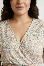 Wrap Neck Floral Blouse