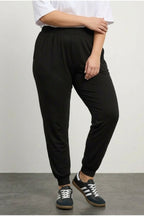 Plus Size Lightweight Trousers with Elasticated Hem and Waist, and Pockets