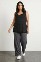 Plus Size Round Neck Sleeveless Stud Detail Blouse