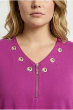 Plus Size V-Neck Long Sleeve Tulle Detailed Asymmetrical Cut Blouse