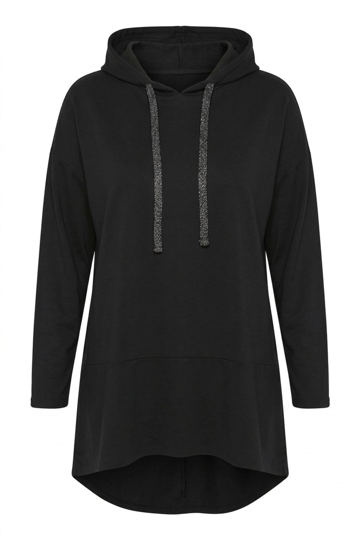 Plus Size Hooded Long Sleeve Asymmetric Cut Long Sweatshirt