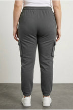 Plus Size Elastic Waist and Cuffed Pocketed Cargo Jogger Pants