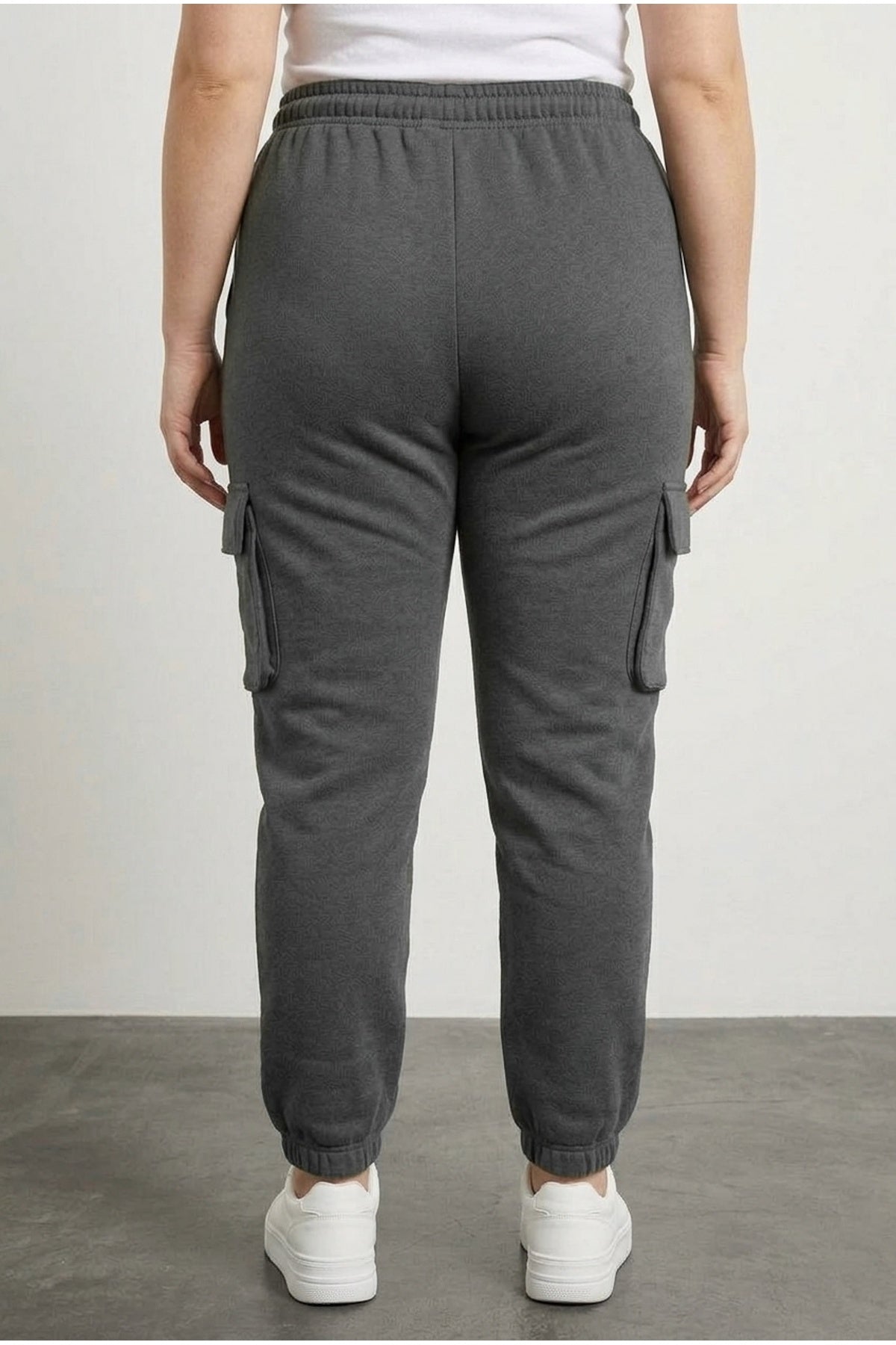 Plus Size Elastic Waist and Cuffed Pocketed Cargo Jogger Pants