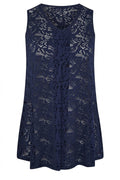 Plus Size V-Neck Sleeveless Unlined Lace T-shirt
