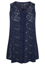 Plus Size V-Neck Sleeveless Unlined Lace T-shirt