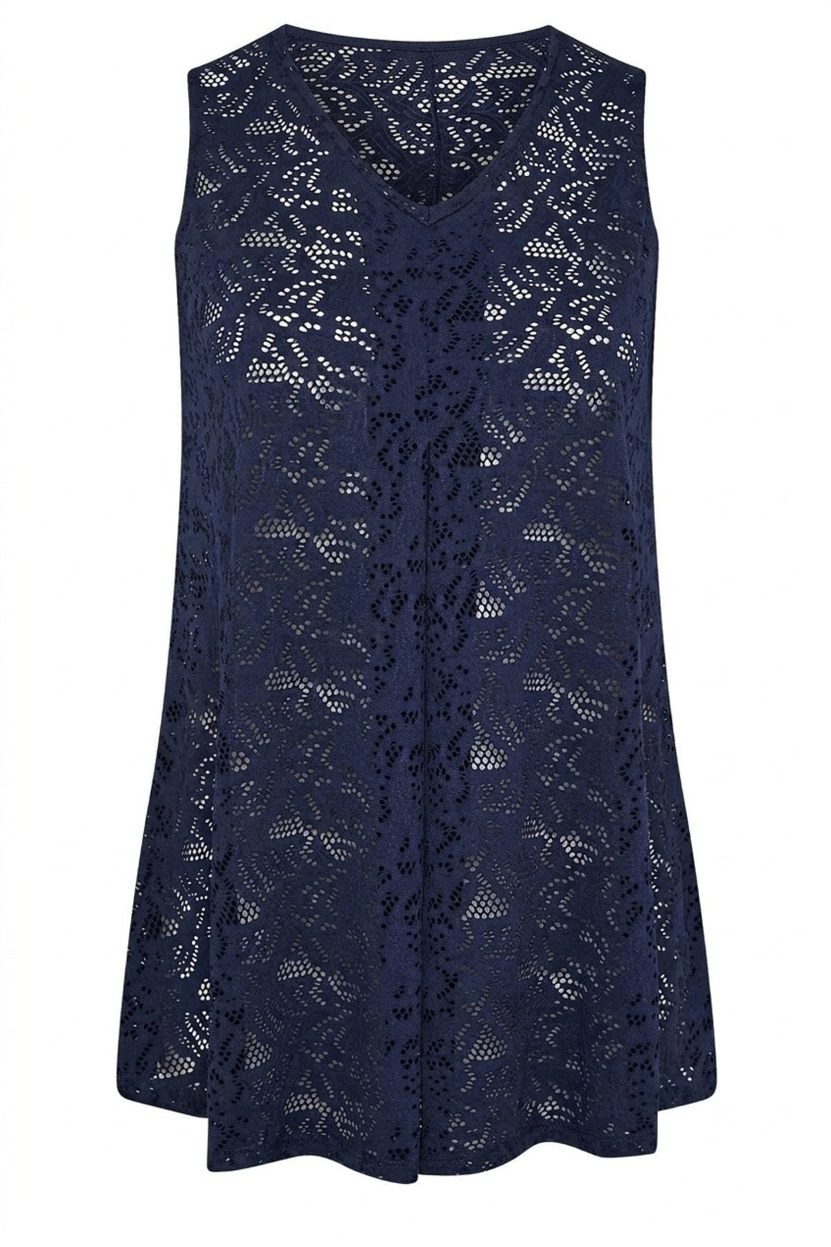 Plus Size V-Neck Sleeveless Unlined Lace T-shirt