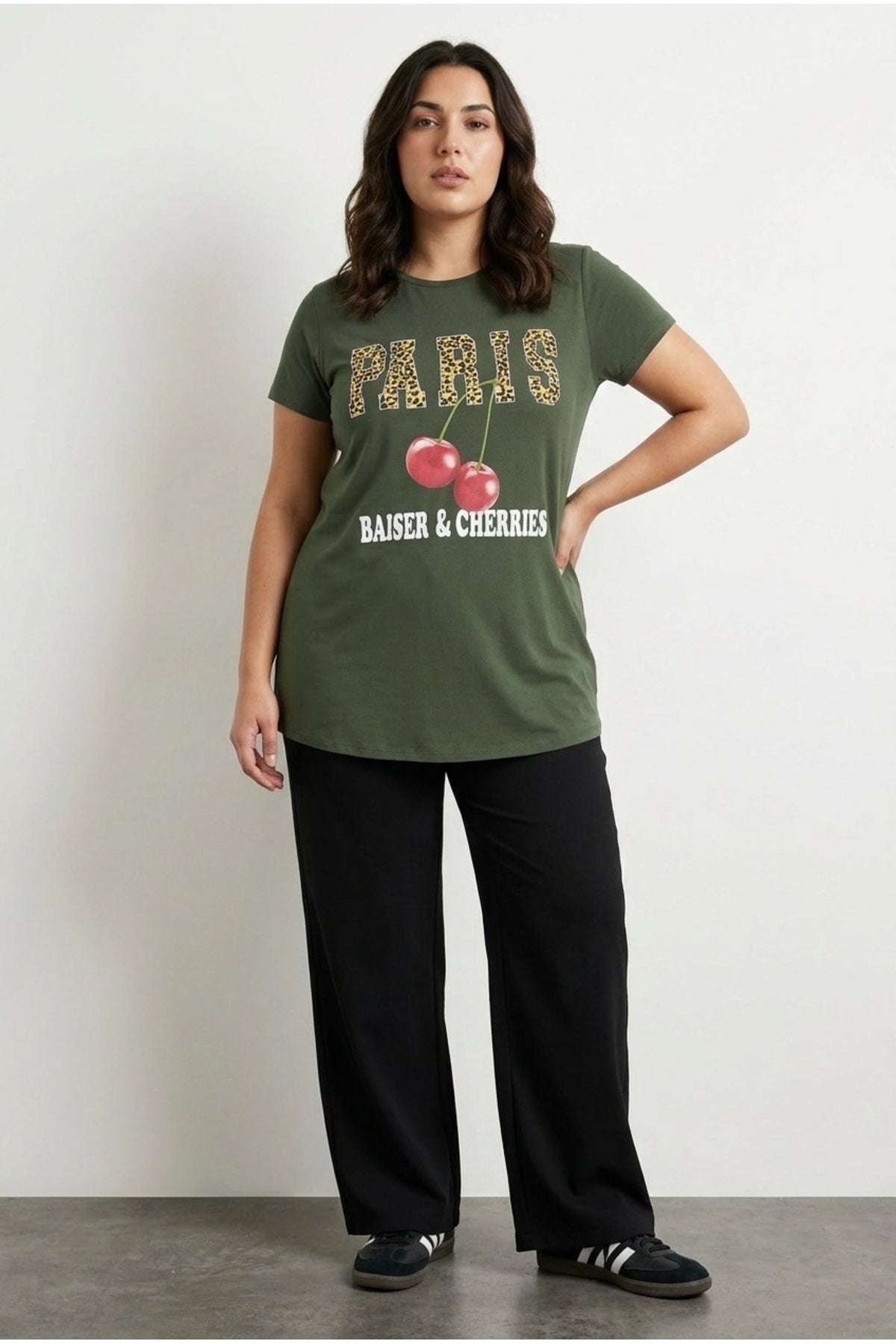 Plus Size Crew Neck Short Sleeve Shiny Printed T-shirt