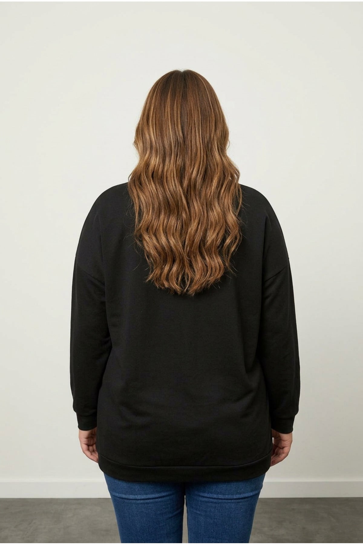 Plus Size Crew Neck Long Sleeve Leopard Print Sweatshirt