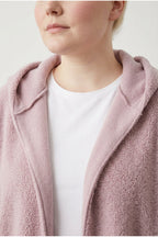 Plus Size Long Sleeve Hooded Open Front Plush Jacket with Pockets