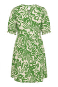 Plus Size Ruched Neck Floral Patterned Mini Dress