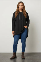 Plus Size Hooded Long Sleeve Asymmetric Cut Long Sweatshirt