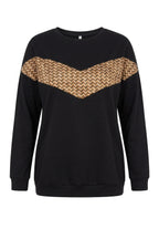 Plus Size Crew Neck Long Sleeve Front Printed Sweatshirt