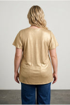 Plus Size V-Neck Short Sleeve Shimmering Look Blouse