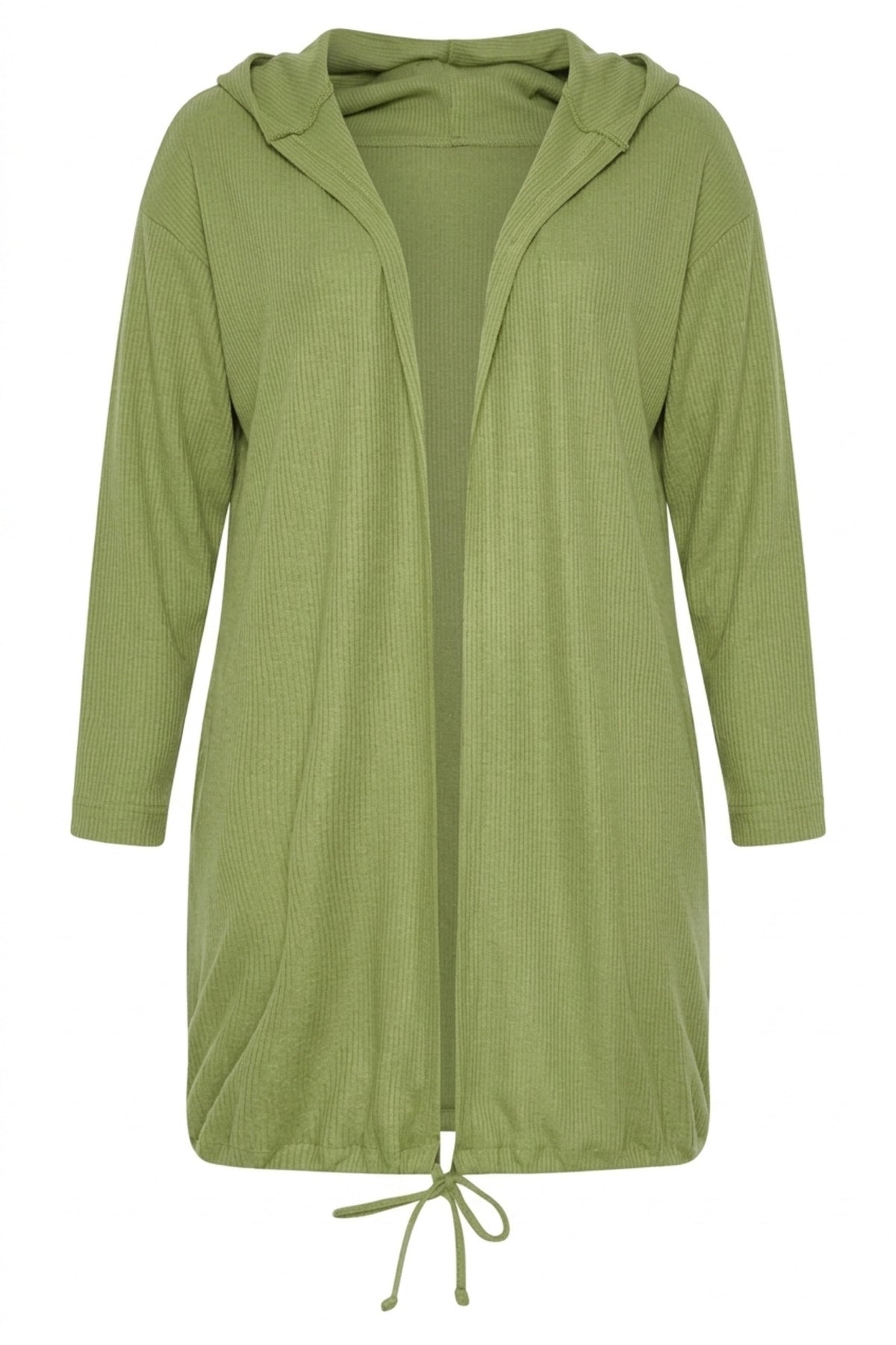 Plus Size Open Front Hooded Long Cardigan with Stretchy Fabric