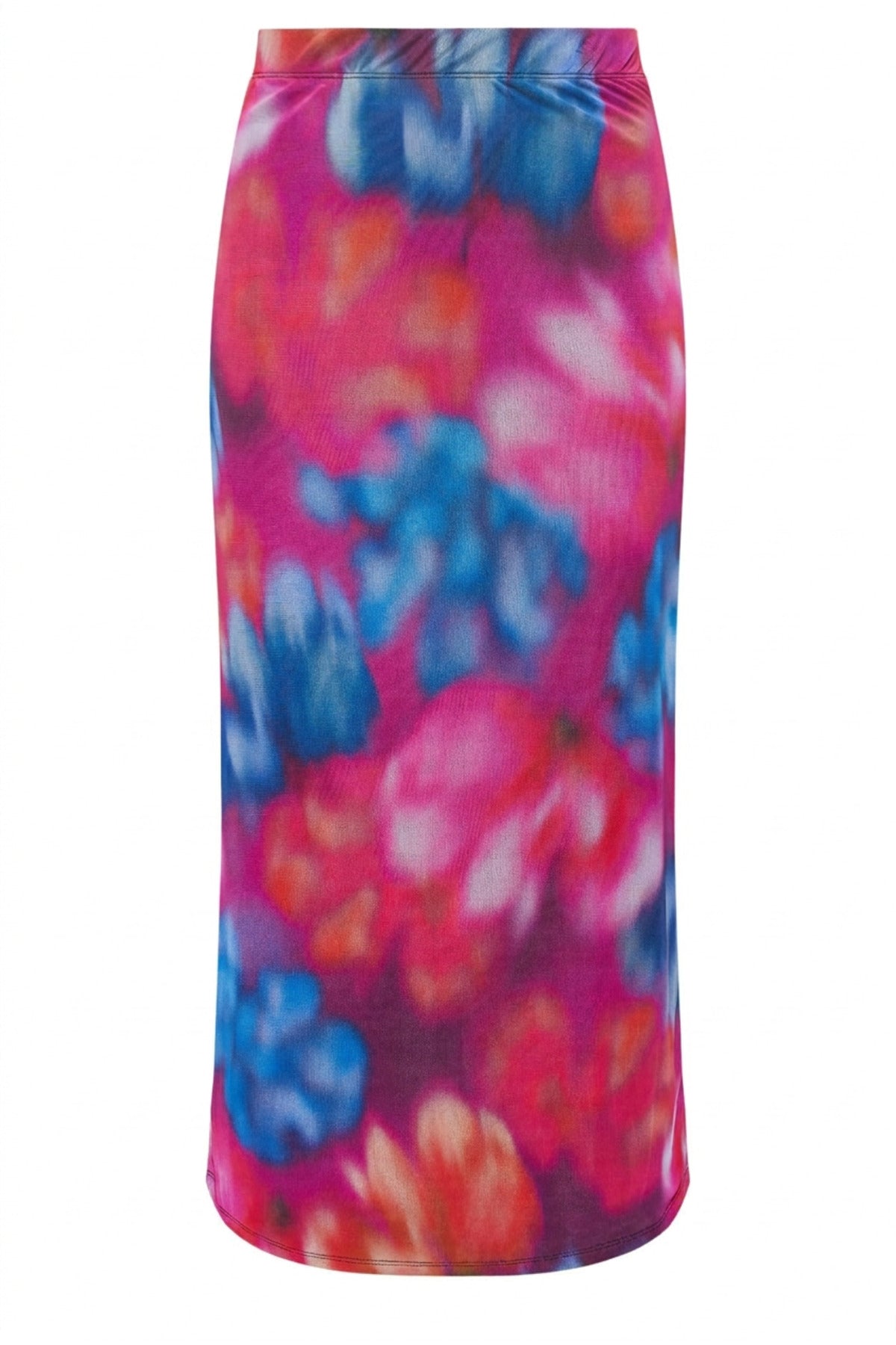 Plus Size Elastic Waist Patterned Lined Long Tulle Skirt