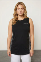 Plus Size Pocket Detailed Leopard Print Back Sleeveless Crew Neck Blouse