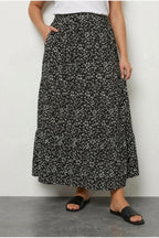 Plus Size Longline Pocketless Elastic Waist Patterned Skirt