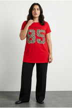 Plus Size Crew Neck Short Sleeve Printed T-shirt