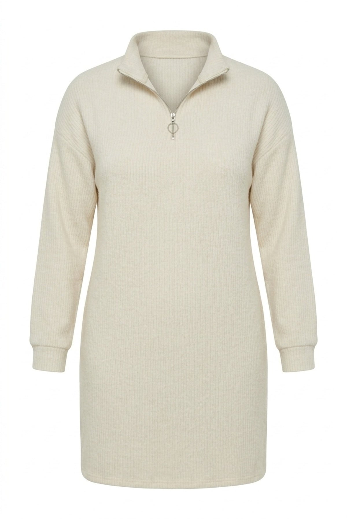 Plus Size Cream Zippered Dress