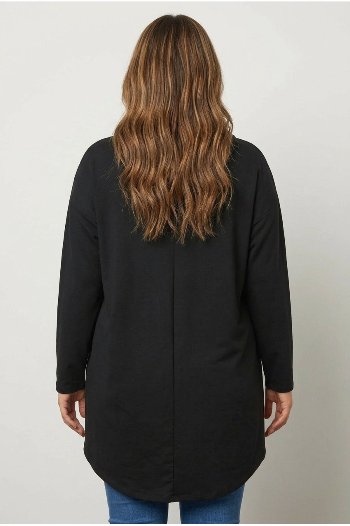 Plus Size Hooded Long Sleeve Asymmetric Cut Long Sweatshirt