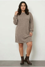 Plus Size Long Sleeve Crew Neck Soft Textured Dress