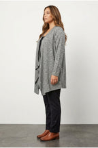 Plus Size Open Front Long Sleeve Asymmetrical Cut Thin Cardigan