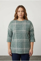 Plus Size Half Sleeve Button Detailed Soft Textured Sweater