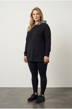 Plus Size Long Sleeve Pocketed Side Slit Patterned Hooded Sweatshirt