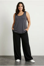 Plus Size Sleeveless Crew Neck Blouse with Front Stone Embellishment