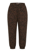 Plus Size Abstract Patterned Pants with Elasticated Waist, Cuffs, and Pockets
