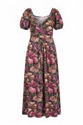Plus Size Short Sleeve Princess Neck Floral Patterned Maxi Dress