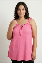Ruffled Strappy Blouse with Ties