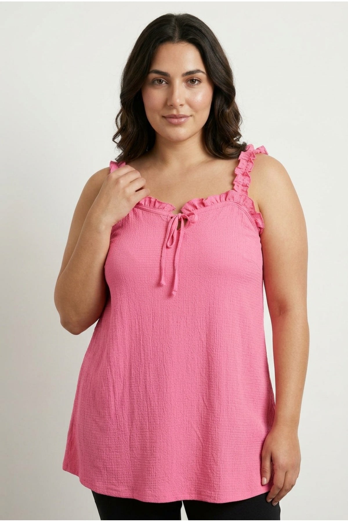 Ruffled Strappy Blouse with Ties