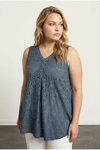Plus Size V-Neck Sleeveless Lace Detailed Unlined Blouse