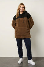 Plus Size Long Sleeve Hooded and Pocketed Plush Sweatshirt