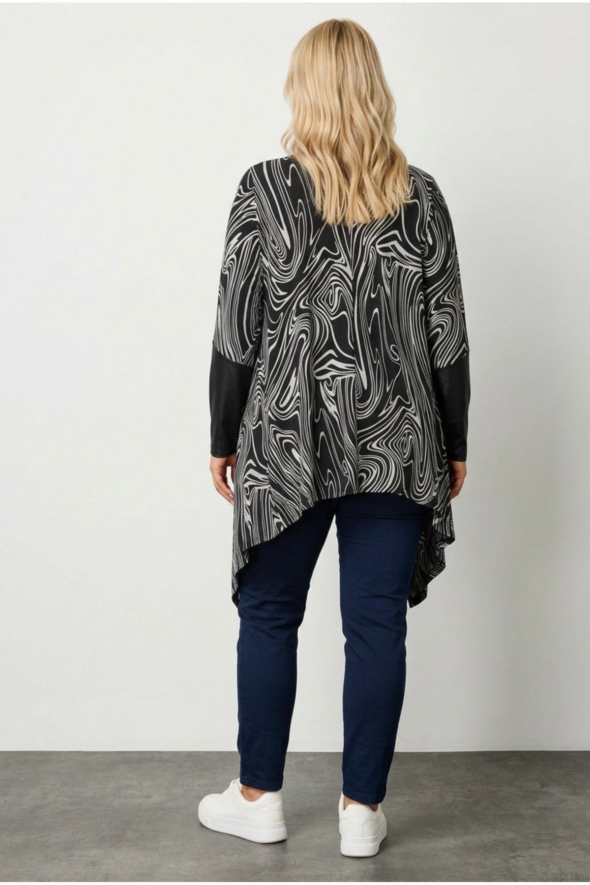 Plus Size Long Sleeve Leather Detailed Open Front Cardigan