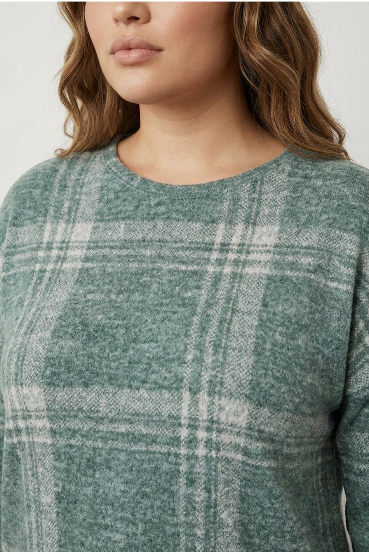 Plus Size Half Sleeve Button Detailed Soft Textured Sweater