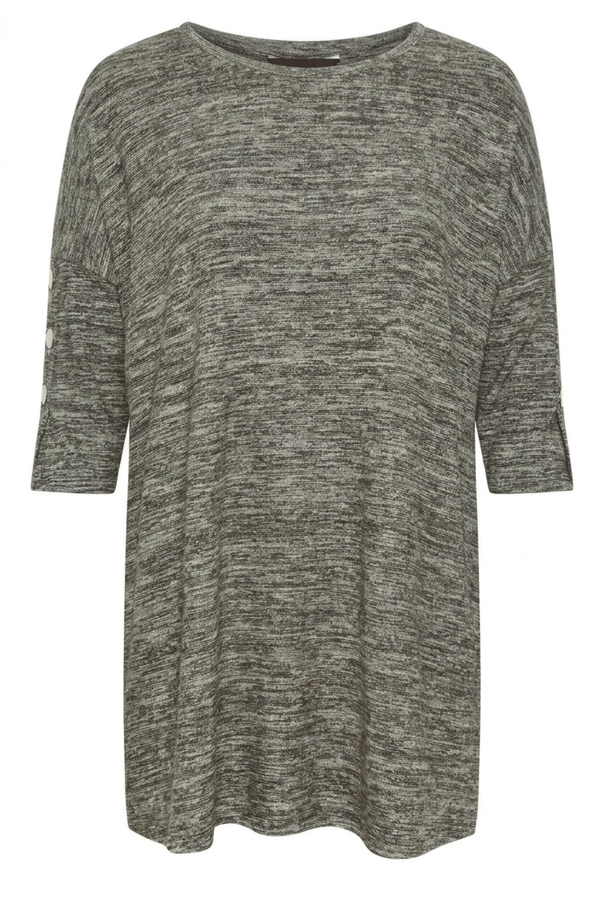 Plus Size Half Sleeve Button Detailed Soft Textured Sweater