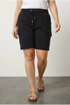 Plus Size Pocketed Drawstring Waist Loose Fit Cargo Jogger Shorts