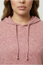 Plus Size Long Sleeve Hooded Fine Knit Sweatshirt with Side Pockets