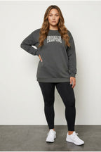 Plus Size Crew Neck Long Sleeve Front Printed Sweatshirt
