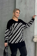 Plus Size V-Neck Long Sleeve Elasticated Cuff Slit Blouse