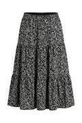 Plus Size Elastic Waist Pleated Skirt with Minimal Floral Print and Stretchy Fabric