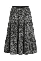 Plus Size Elastic Waist Pleated Skirt with Minimal Floral Print and Stretchy Fabric