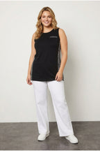 Plus Size Pocket Detailed Leopard Print Back Sleeveless Crew Neck Blouse