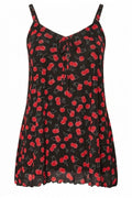 Plus Size V-Neck Strappy Tie-Detail Patterned T-shirt