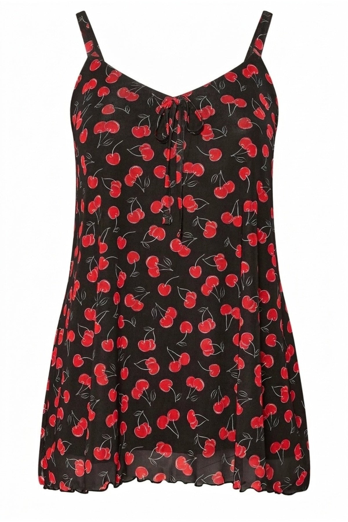 Plus Size V-Neck Strappy Tie-Detail Patterned T-shirt