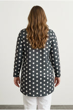 Plus Size Polka Dot Long Sleeve Stretchy Fabric Polyester Shirt