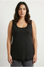 Plus Size Round Neck Sleeveless Stud Detail Blouse