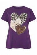 Plus Size Crew Neck Short Sleeve Printed Stretchy Fabric T-shirt